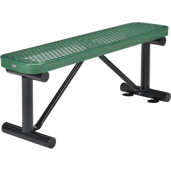 Global Industrial 48L Outdoor Steel Flat Bench, Expanded Metal, Green 695741GN